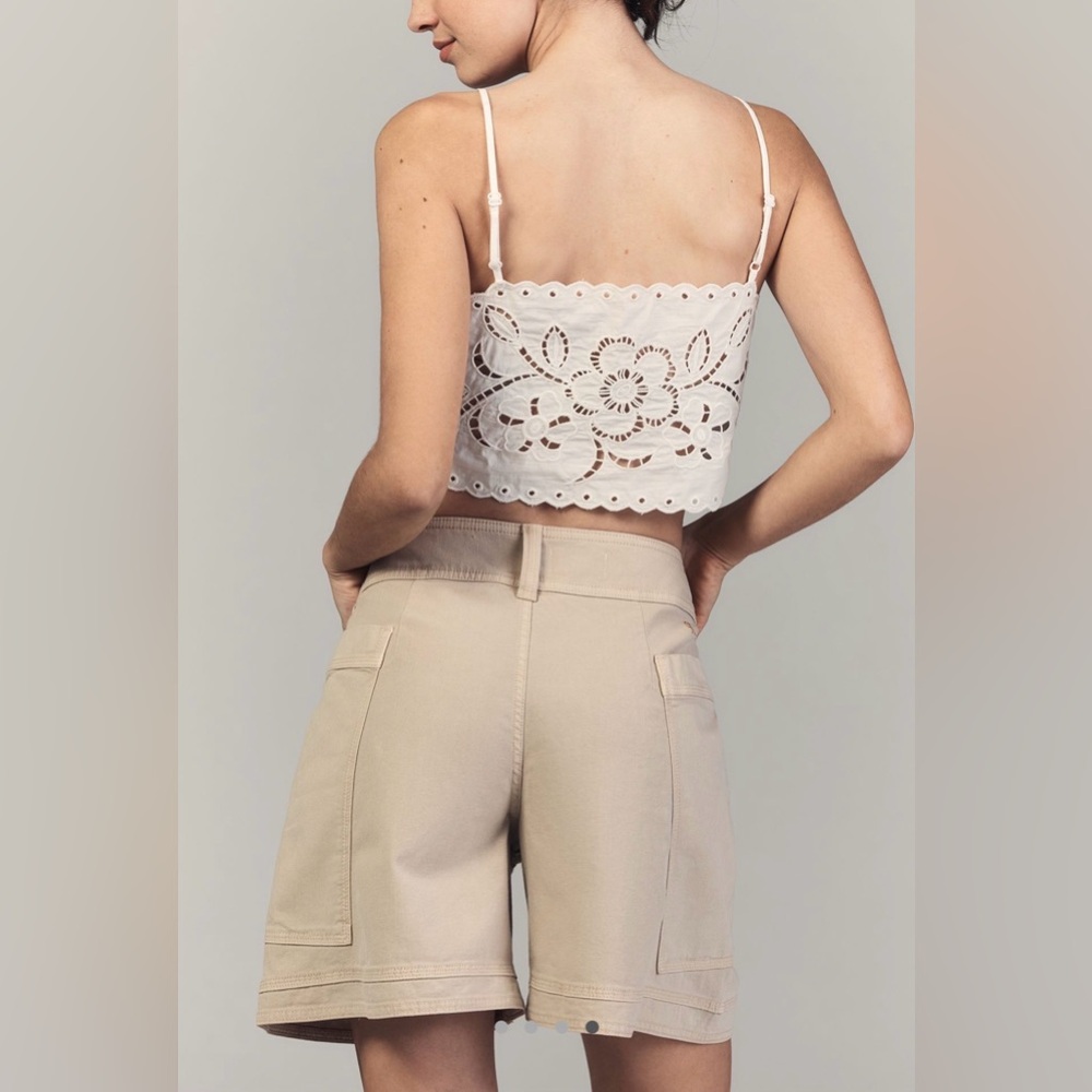 Anthropologie Pilcro High Rise Utility Shorts in Sand - Picture 3 of 4